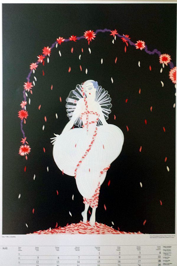 Erte' Vintage Calendar Page Lithograph "Columbine "