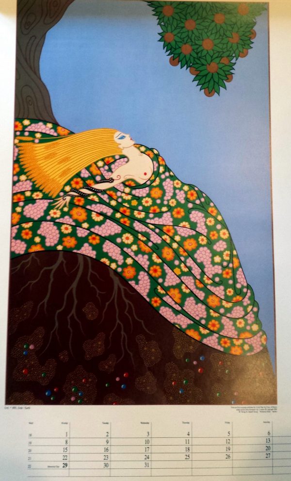 Erte' Art Deco Calendar Page Lithograph "Earth"