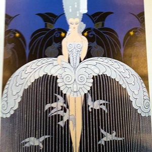 Erte’ Art Deco Calendar Page Lithograph “Her Secret Admirers”