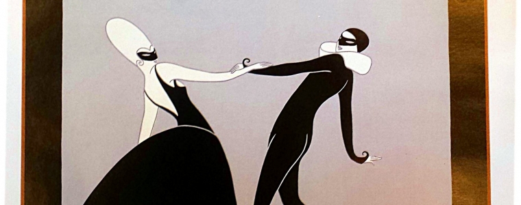 Erte’ Art Deco Calendar Page Lithograph “Pas De Deux”